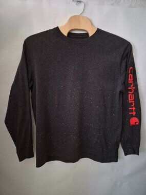 Carhartt Mens L Original Fit Gray Paint Splatter Neon Logo Long Sleeve T-Shirt